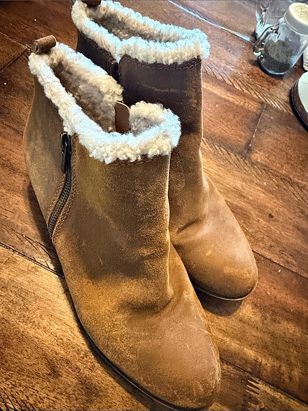 Lucky Brand Shearling-Lined Brown Ankle Boots